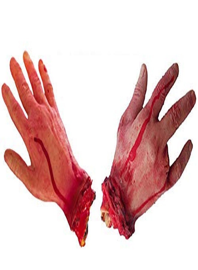 Sage Square Combo of Fake Cosmetic Bloody Arm Hand for Prank Halloween Party Props Cosplay Decorations (Set of 2 Short Hand) - Image 1